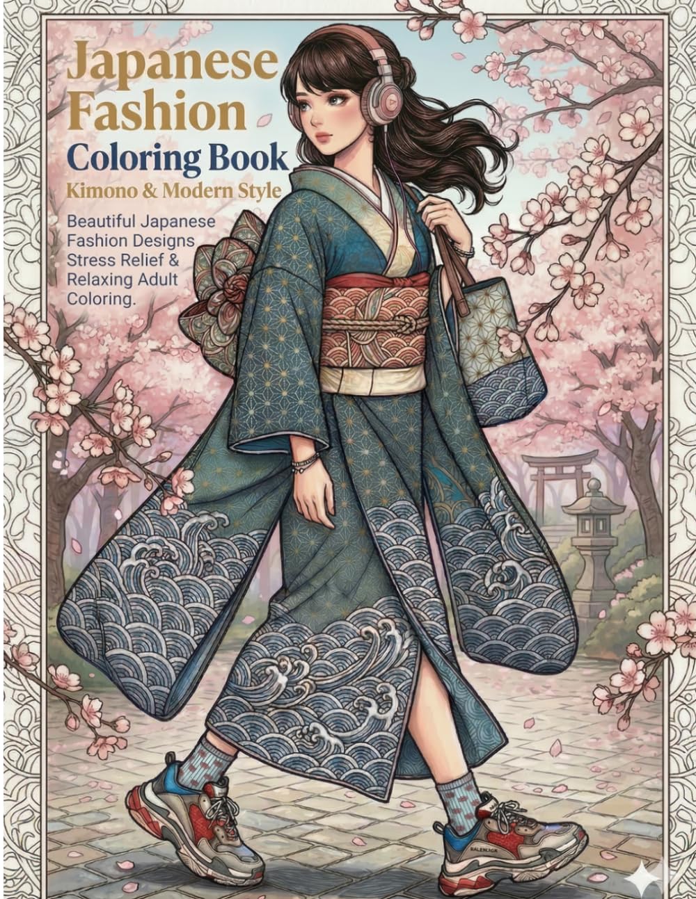 Japanese Fashion Coloring Book Kimono & Modern Style: Beautiful Japanese Fashion Designs Stress Relief & Relaxing Adult Coloring