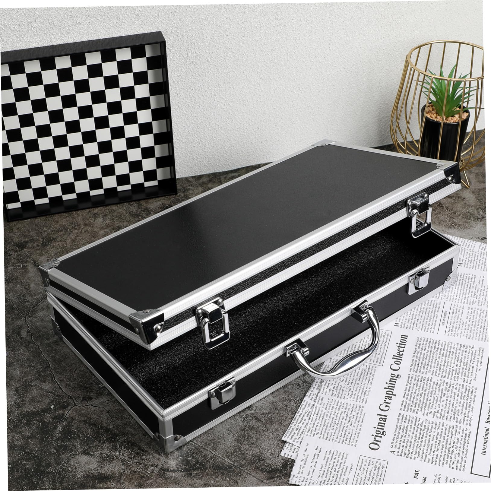 Boîte à Outils Multifonction Grosse Capacité en Alliage D'aluminium, Noire