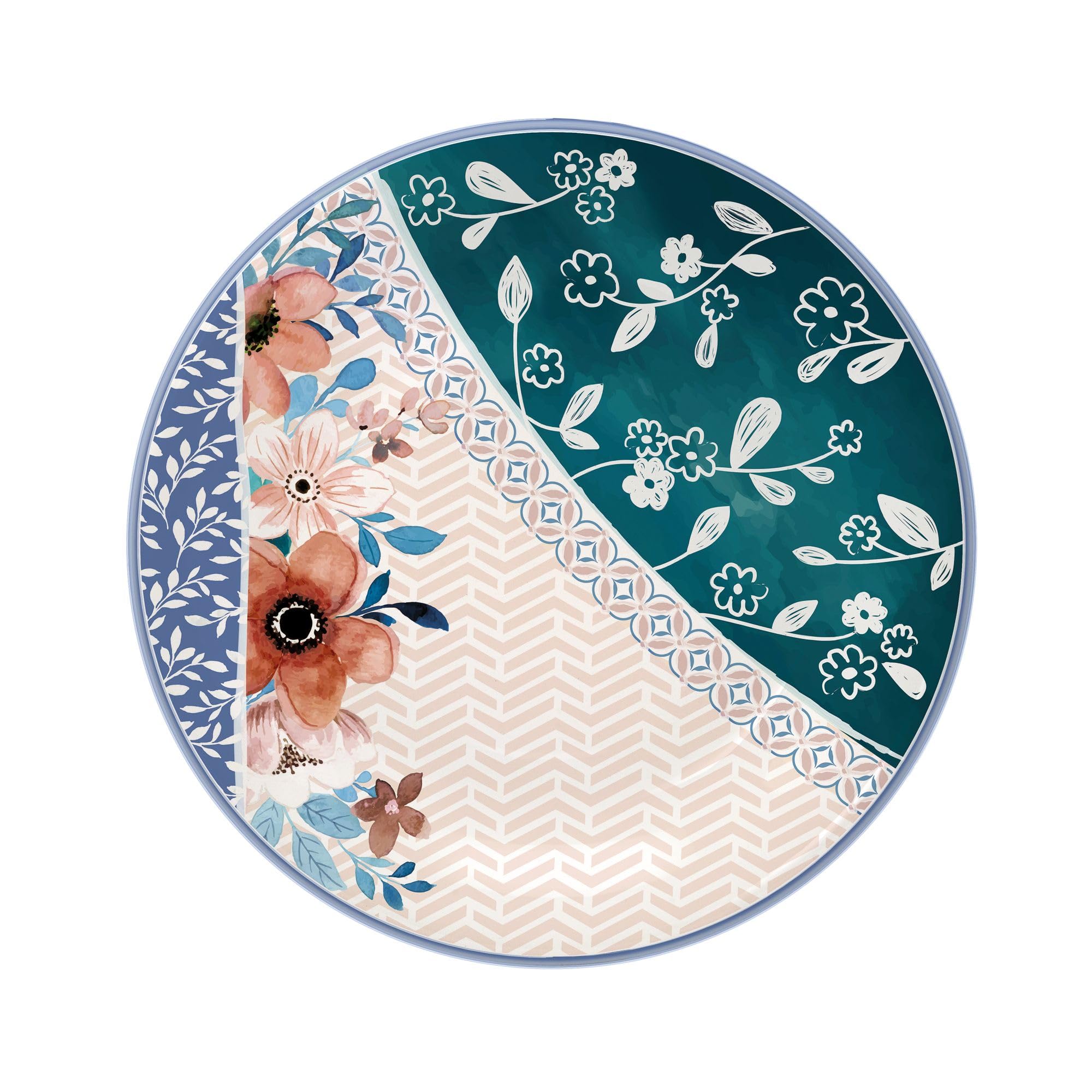 Wald Collezione da Tavola di Piatti Piani, Fondi, Frutta, Insalatiera e Portata in Ceramica, Decoro Acquerello, Lavabili in Lavastoviglie (Piatto piano - 6 pz)