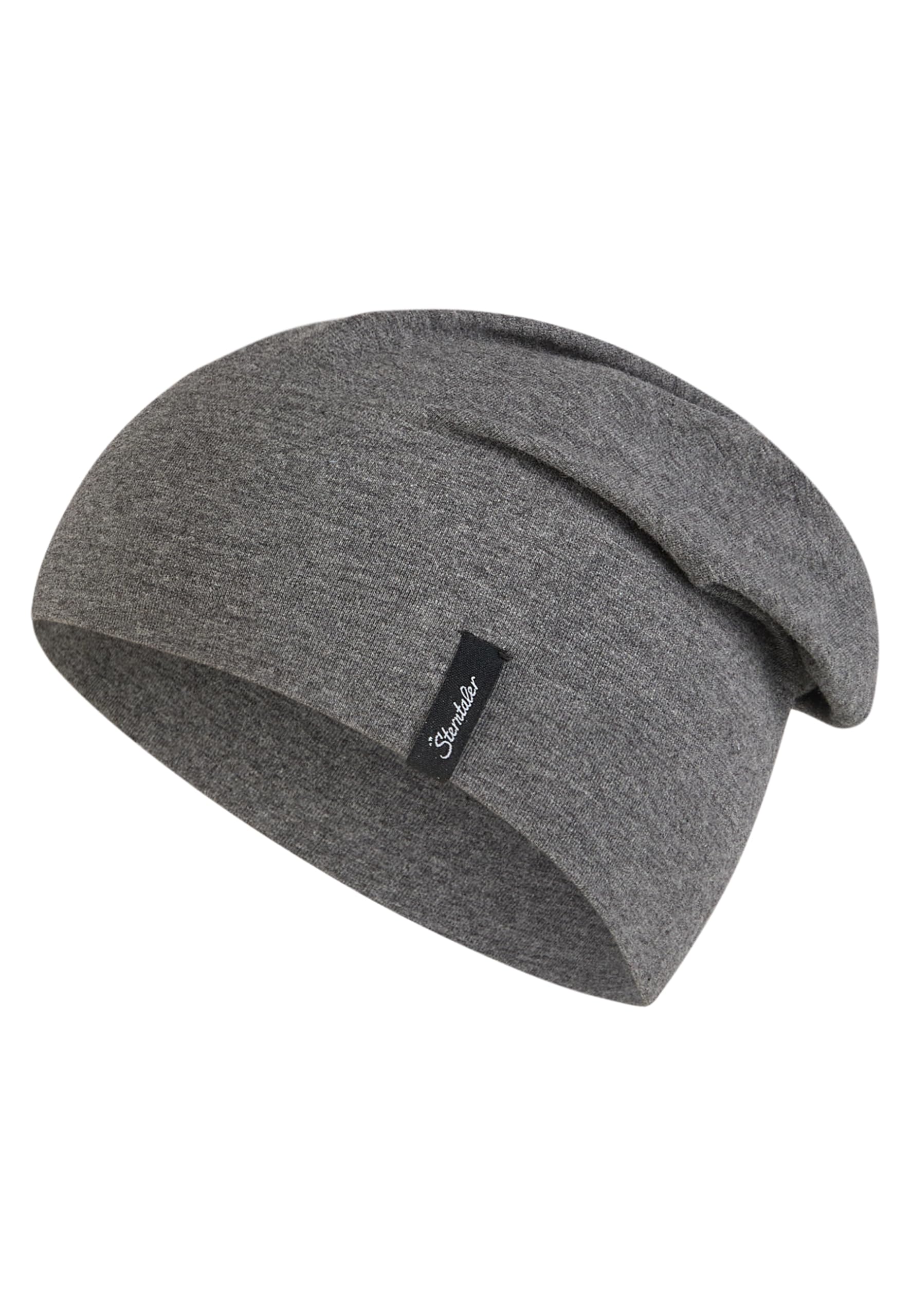 Sterntaler OCS Beanie Melange – Unisex Baby Mütze aus Melange-Singlejersey (Bio) – weiche Kopfbedeckung mit zwei Tragevarianten – lässige Übergangsmütze für Babys & Kinder – asphalt, Gr. 55