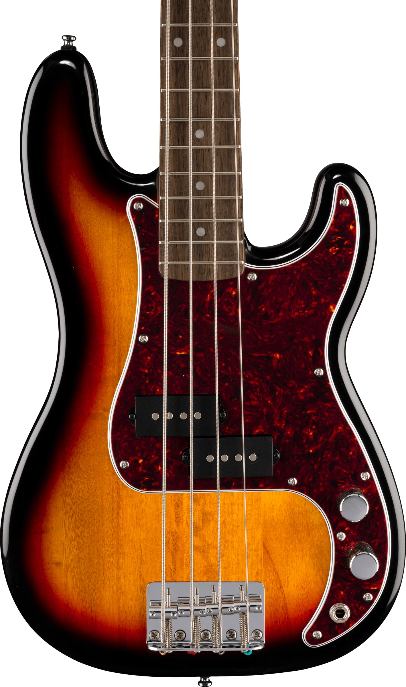 Squier by Fender Mini Precision Bass – Basso Elettrico Compatto, Three Tone Sunburst, con Pickup Split-Coil Alnico