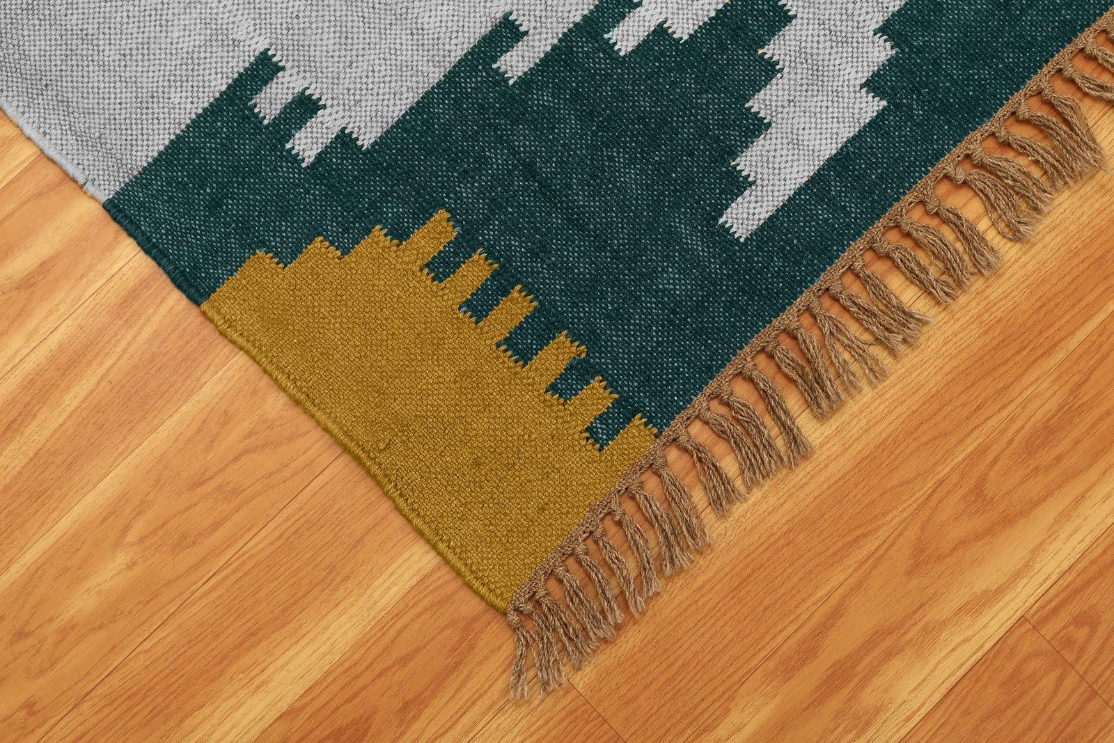Kwadratowy geometryczny dywan Kilim 8 x 8 cm - żółty musztardowy i zielony geometryczny wełniany dywan jutowy ręcznie tkany płaski wełniany dywan jutowy do wewnątrz/na zewnątrz sypialni