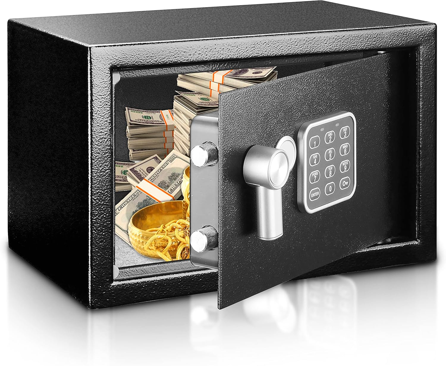 Serenelife Premium Steel Alloy Digital Safe Box - 9.1" x 6.7" x 6.7" - Securely Store Cash, Firearms & Jewelry - Great For Dorms, Hotels, Cabinets & Home Use - Electronic & Mechanical Access - 2 Keys