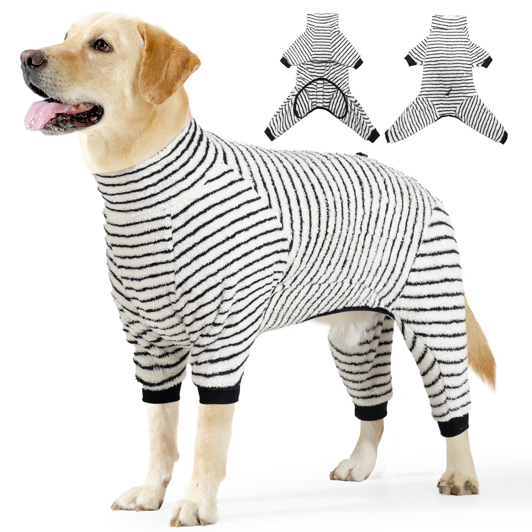 BT Bear Dog Winter Clothes,Flannel Pullover Pajamas,Warm Cold Weather Dog Onesie Jumpsuit PJS Apparel Clothes for Large Dogs,Grey_XXL