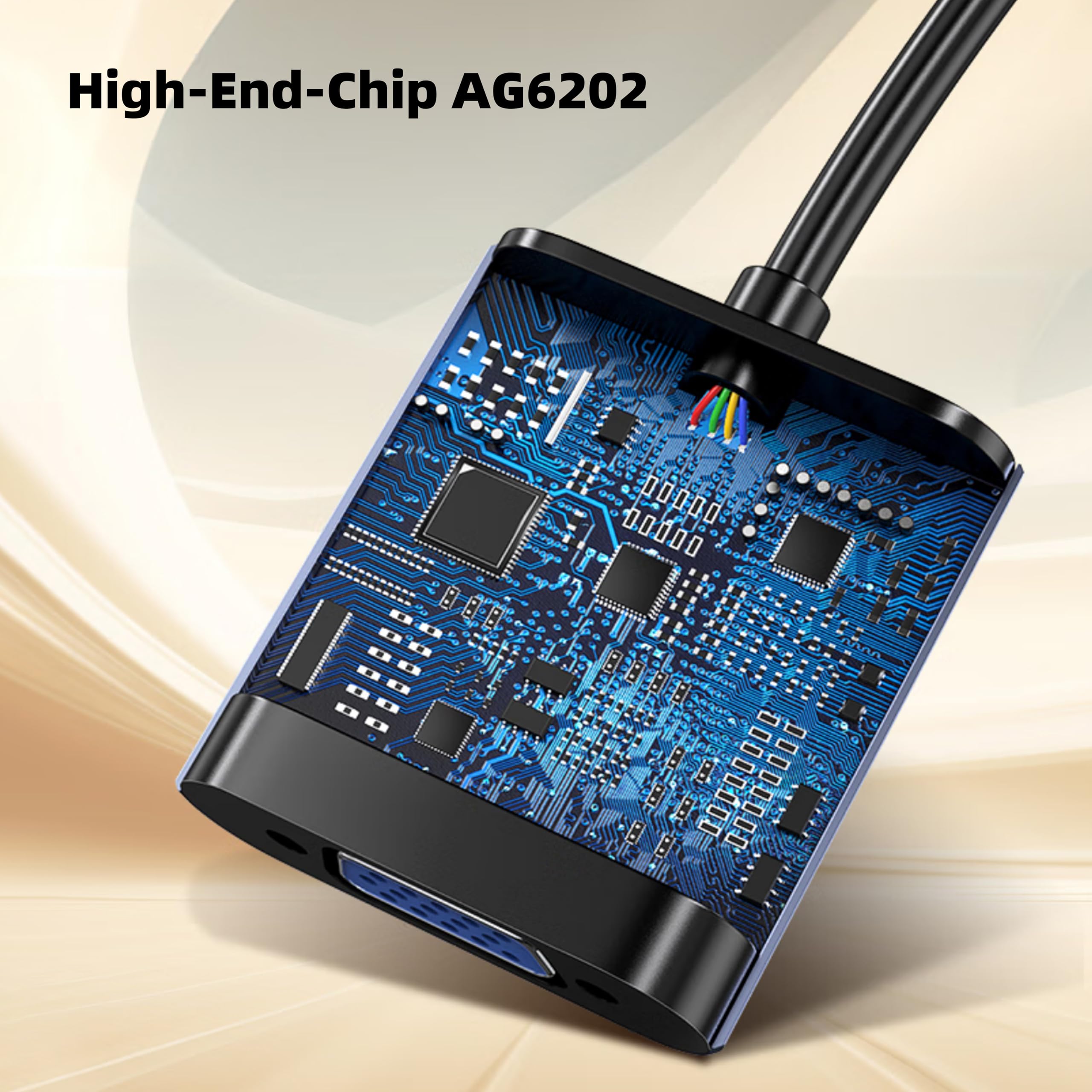 ZH276 adapter HDMI na VGA, 10 szt. 1080p 60 Hz, adapter (wtyczka na gniazdo) do laptopa, komputera, monitora TV, projektora, pozłacanego kabla przyłączeniowego