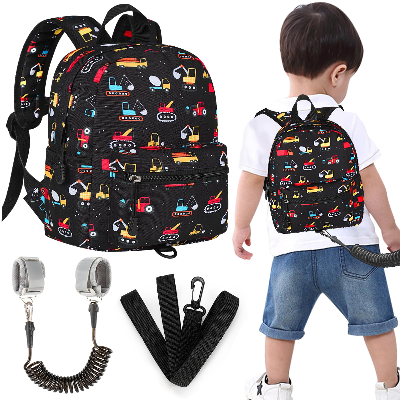 Accmor Toddler Backpack Harness with Leash, Cute Baby Backpacks with Anti Lost Wrist Link, Mini Kids Backpack Tether Walking Harness for Travel