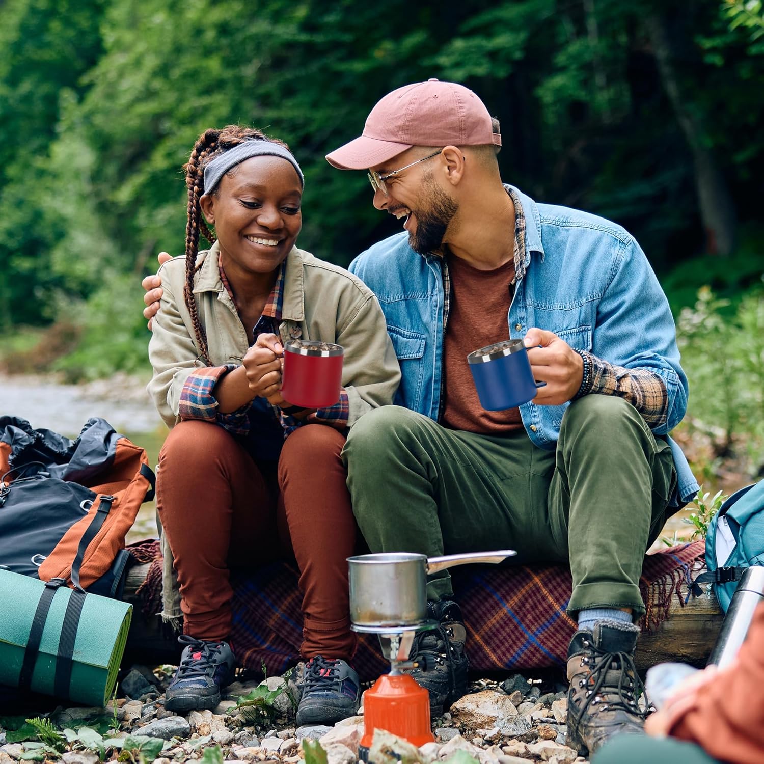 VEGOND 14 oz Insulated Stainless Steel Travel Coffee Mug with Handle, Double Wall Vacuum Coffee Cup, Navy Blue - Image 5