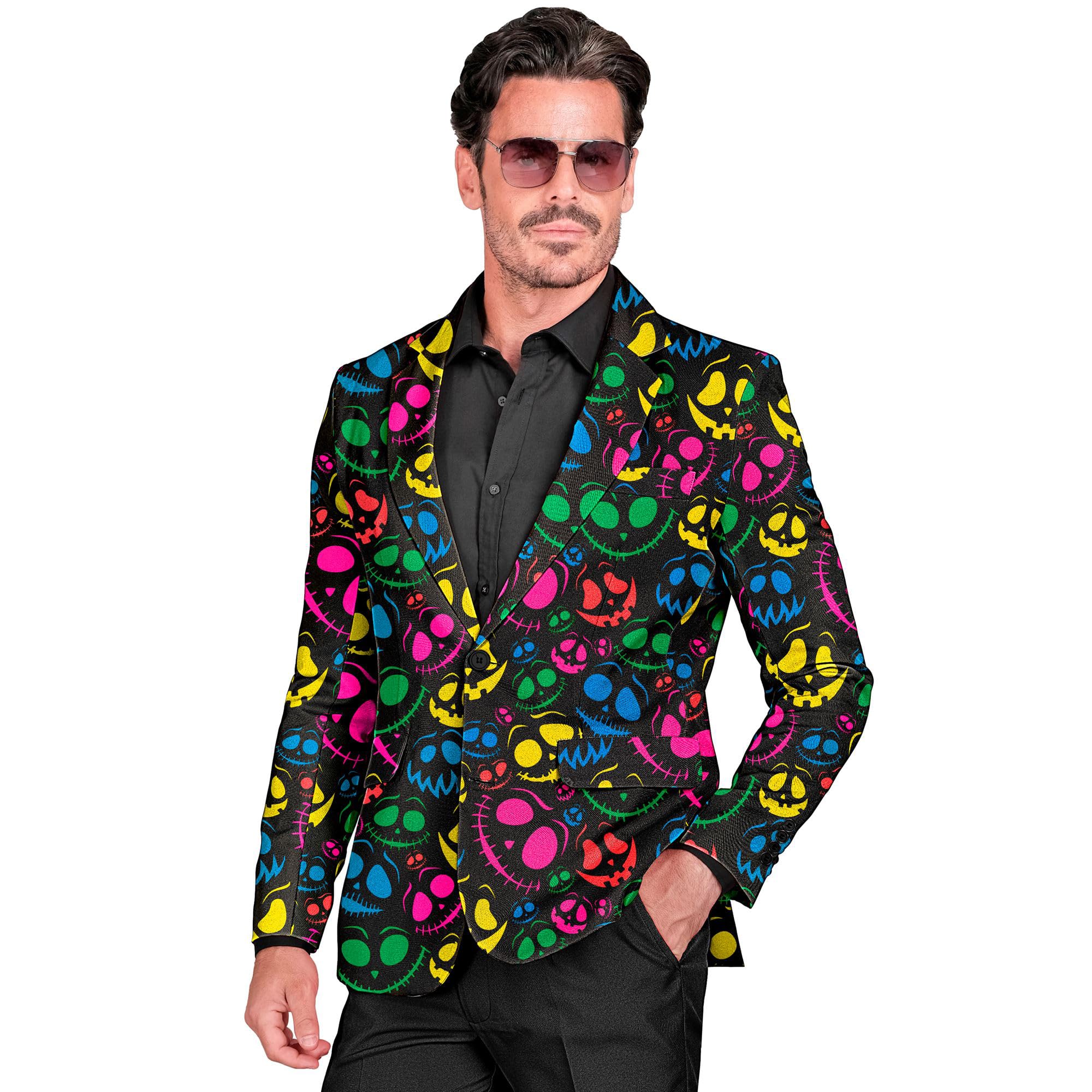 W WIDMANN MILANO Party Fashion - Party Fashion Fluorescent Ghost Jacket, for Men, Neon, Pumpkins, Halloween, Carnival, Theme Parties
