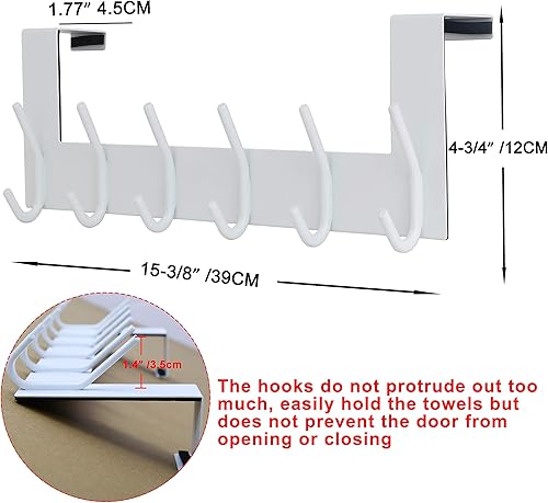 Miniatura 2 de SKOLOO Gancho para colgar sobre la puerta, 6 ganchos, no requiere montaje, ganchos de puerta de acero inoxidable, perchero para colgar abrigos,