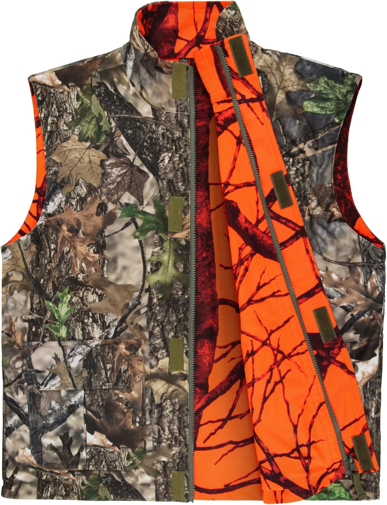 Orange Camo Hunting Vest, Game Vest for Outdoor Fishing Hiking Camping Mountaineering, S-XL Size