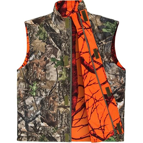GUGULUZA Reversible Camo & Orange Hunting Vest, Big Game Vest Jacket, M-4XL
