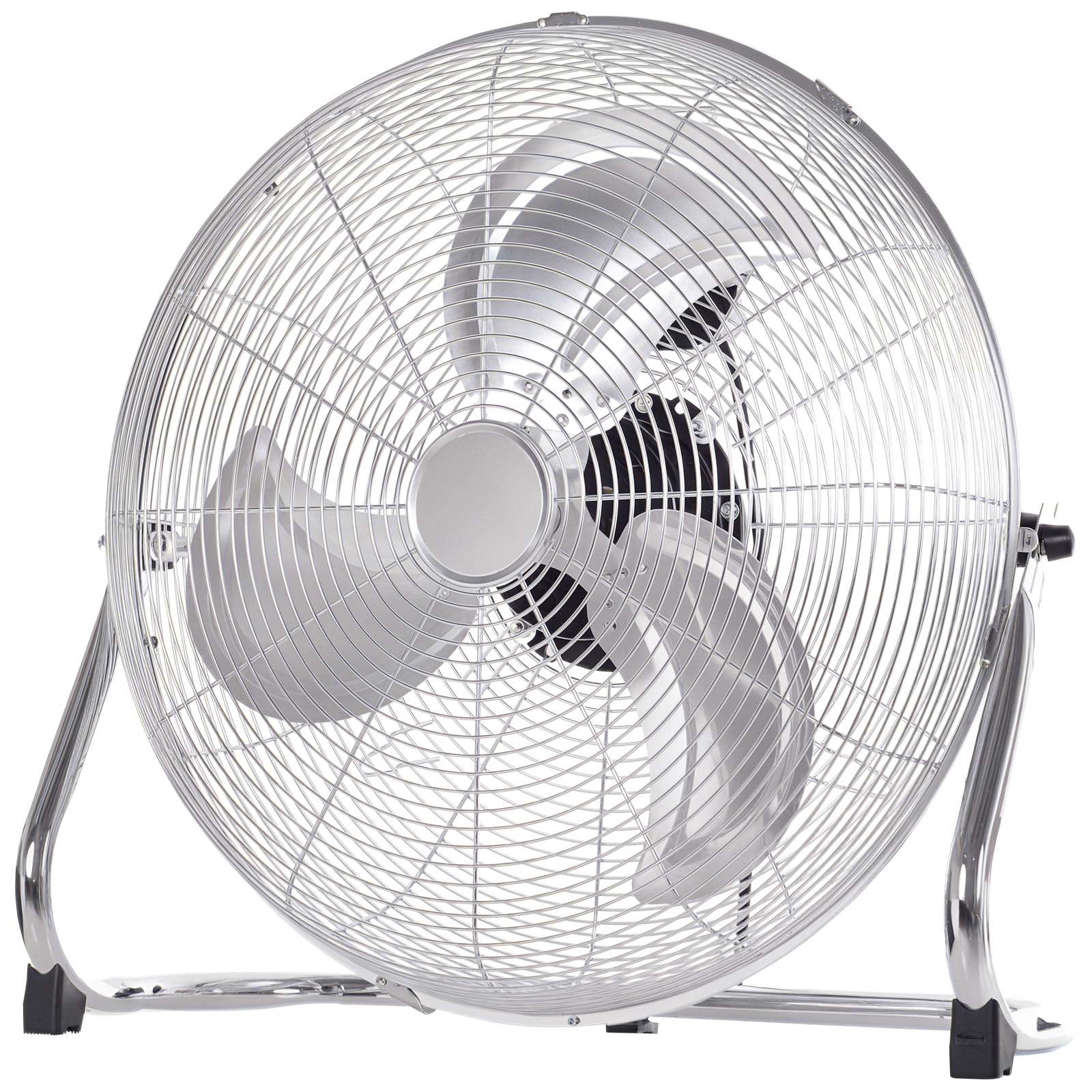 HOMCOM Ventilateur de Sol Ø51 cm Ventilateur Industriel sur pied 100 W avec 3 vitesses et inclinaison réglable à 120° en Métal pour chambre bureau Argenté