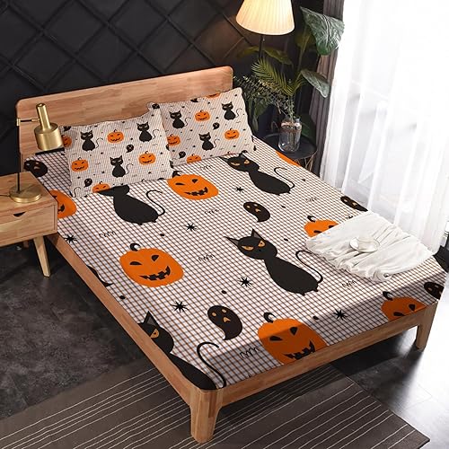 Miniatura 9 de Happy Halloween Sábanas tamaño matrimonial  Sábanas de dinosaurio para niños y niñas, juego de sábanas de dinosaurio, microfibra suave y bolsillo