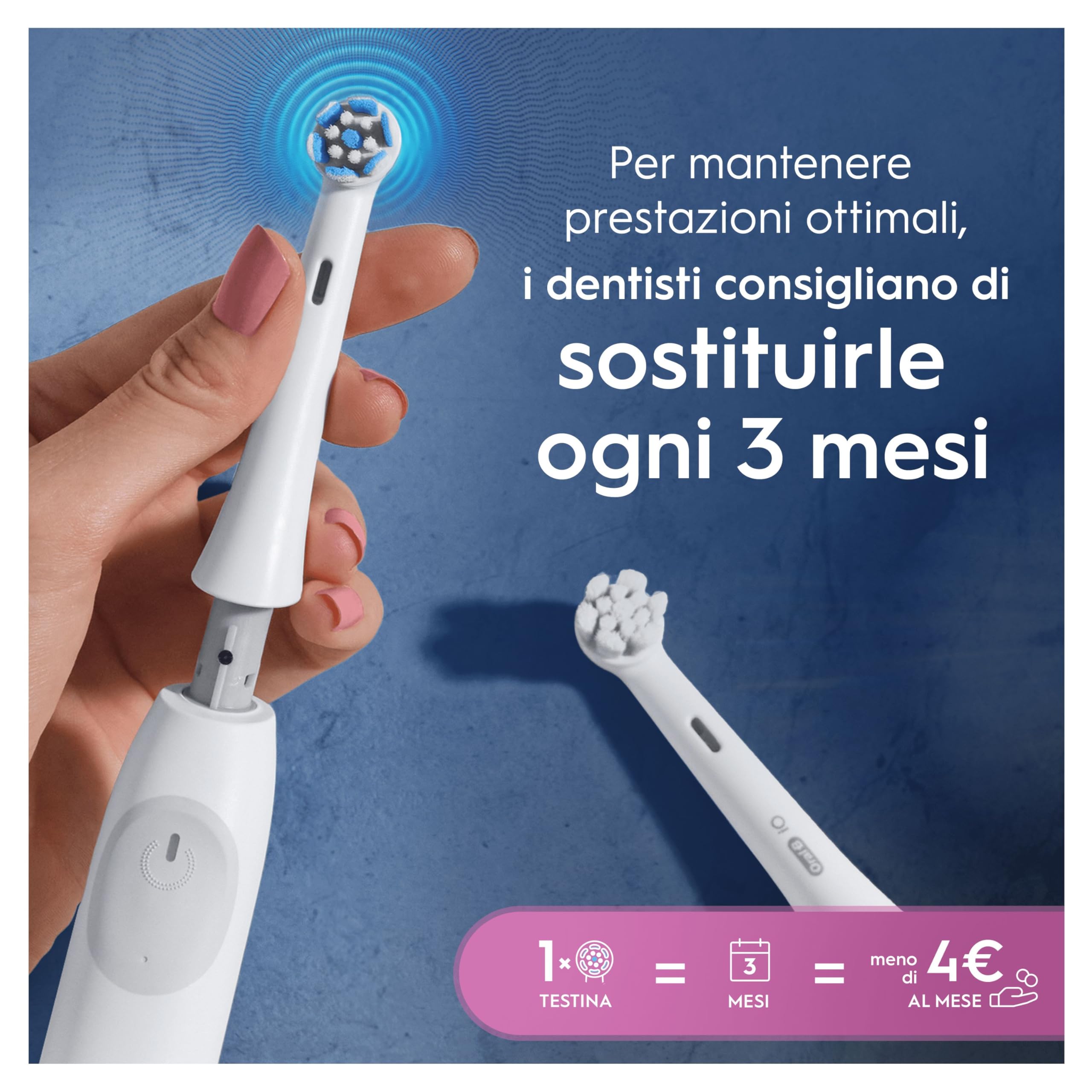 Oral-B Testine di Ricambio iO Gentle Care Bianche per Spazzolino Elettrico Oral B, 6 Testine Rotonde Autentiche per Gengive Sensibili, Setole angolate per rimuovere la placca