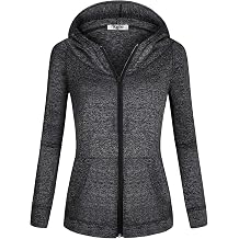 Women's Full-Zip Fleece Lined Hoodie Sports Sweatshirts with Handy Pockets &amp; Inside Pocket
