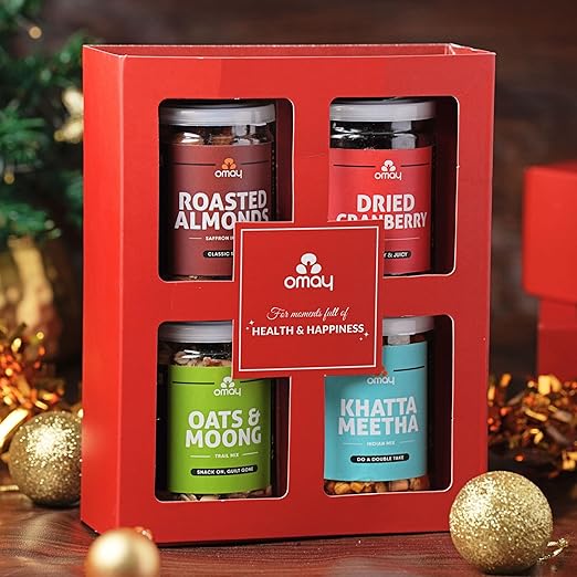 Festive Treats Gift Box I New Years Gift Box I Christmas Gift Hamper I Gifts for Employees, Clients I Healthy Gift Box I Premium Gift I Roasted, Healthy snacks I Premium Gift Pack