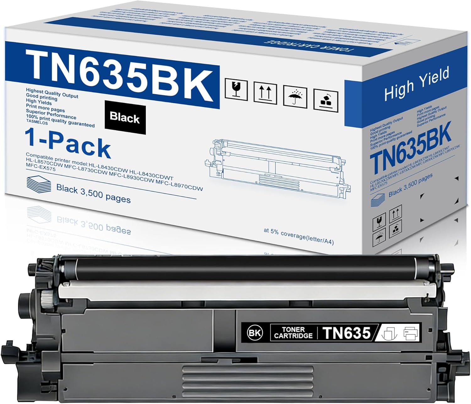 MOLIMER TN635BK TN-635 Toner Cartridge 2-Pack Replacement for Brother TN-635BK TN635 for HL-L8430CDW L8430CDWT L8570CDW MFC-L8730CDW L8930CDW L8970CDW MFC-EX575 Printer Ink (Black)