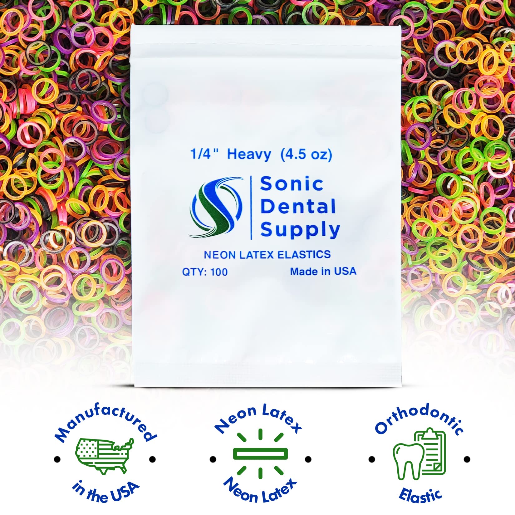 Buy Sonic Dental Neon Color Latex 1/4" Heavy 4.5 oz Orthodontic
