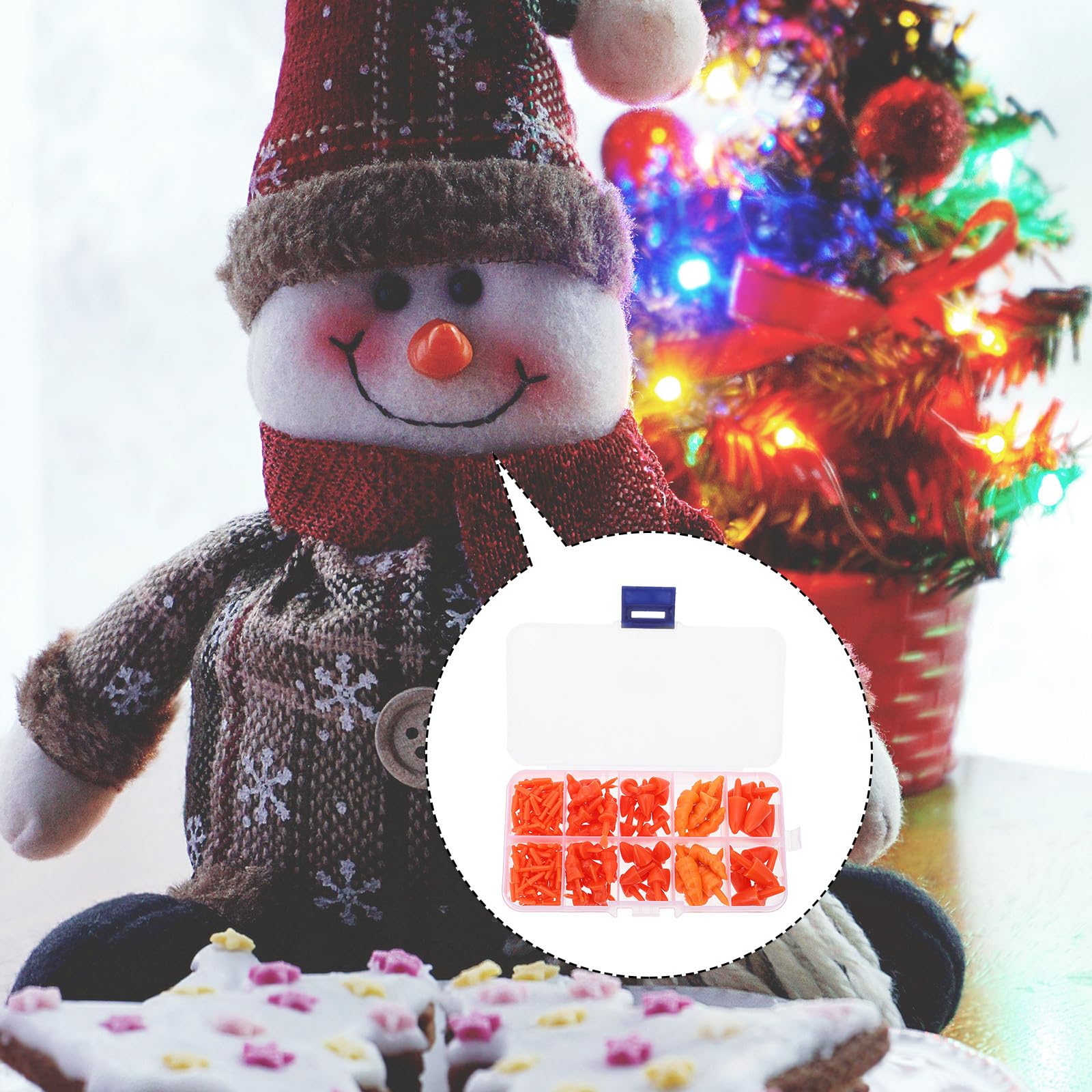 Angoily 160pezzi Pupazzo di Neve di Plastica Nasi per Lavoretti Kit per Pupazzi di Neve Accessori per Decorazioni Natalizie Fai da Te