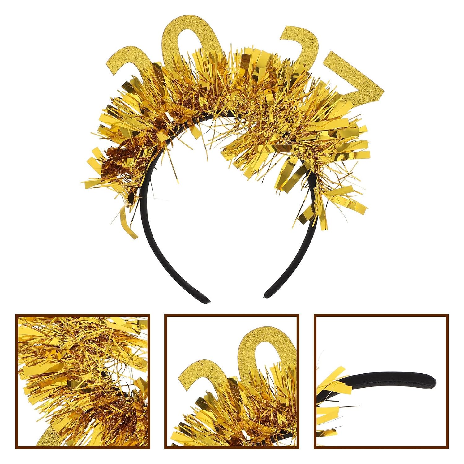 2pcs 2027 New Year Headbands, Lightweight Golden Glitter Number and Star Design Hair Accessories, for Festive Party Celebrations and Dance Parties