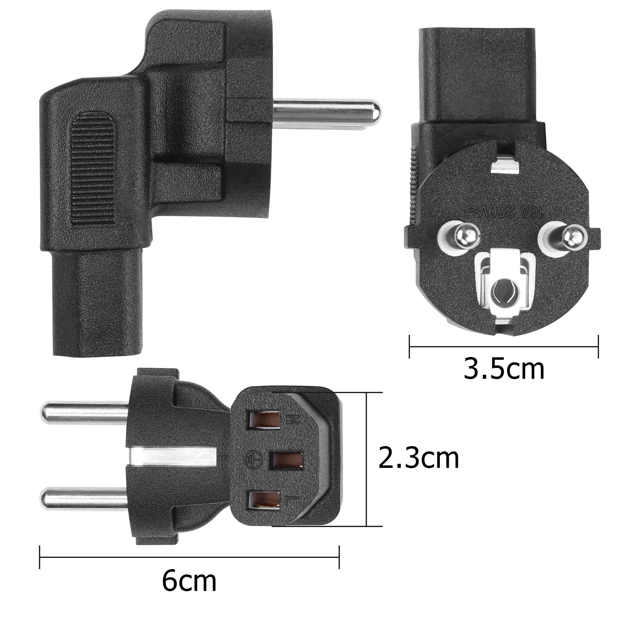 YAODHAOD Adapter Schuko na IEC c13 C5, złącze do urządzeń zimnych, złącze C5, styk ochronny do laptopa lub kabla C13, urządzeń PS3, PS4 PRO