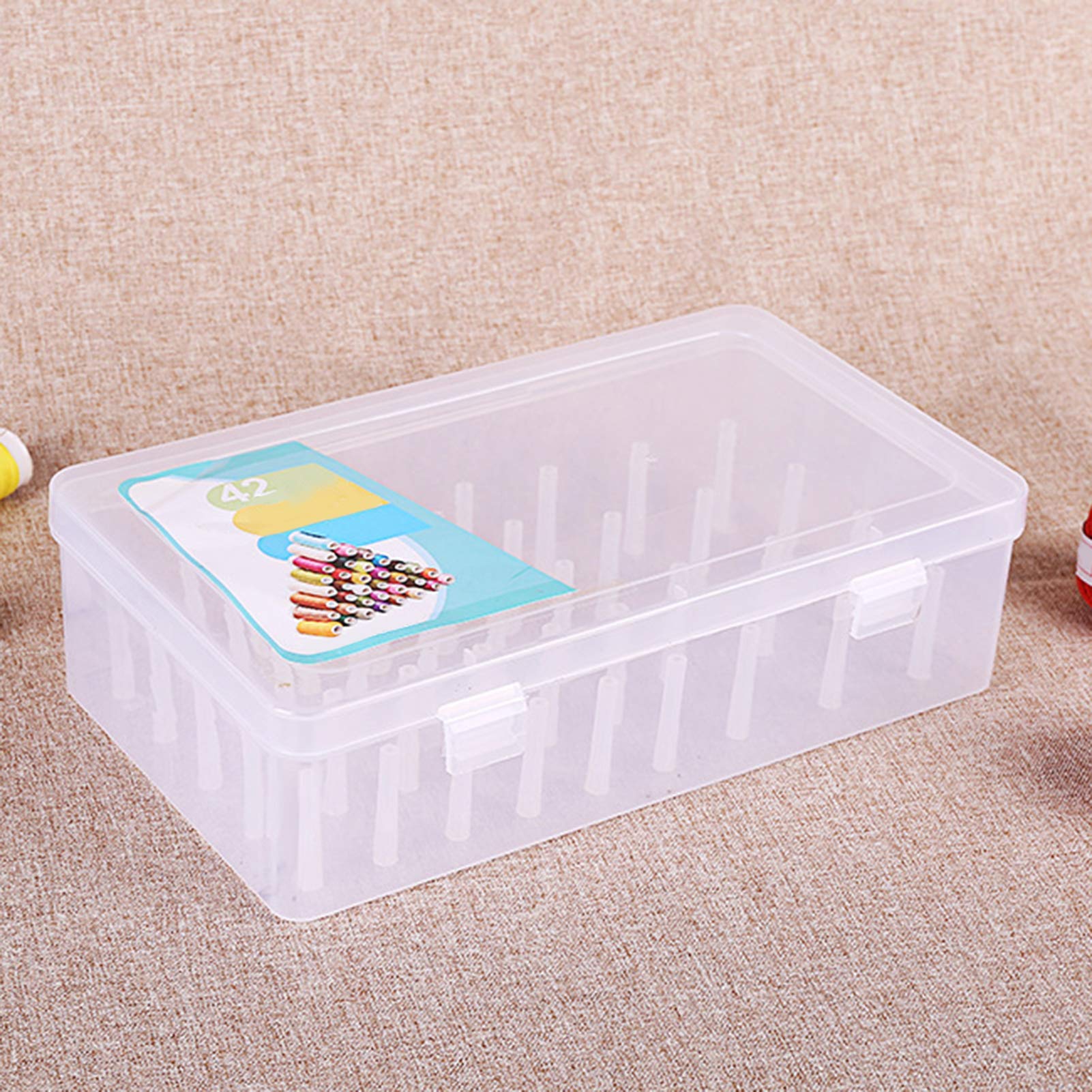 Scatola Porta Rocchetti Da Cucito - Organizer Con 42 Assi, Plastica Trasparente