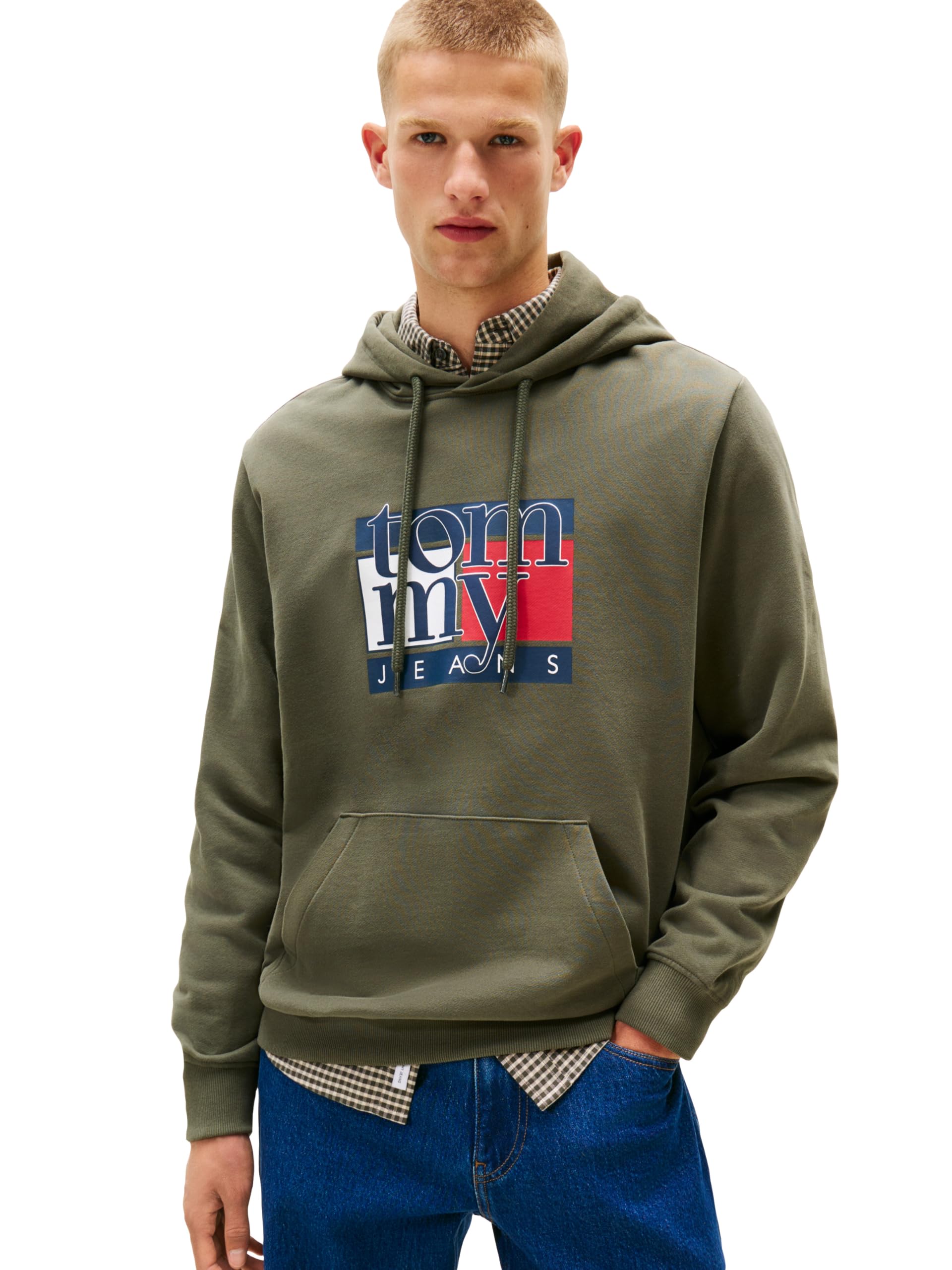 Men's Medium Weight Hoodie Sweatshirt With Printed Flag Logo