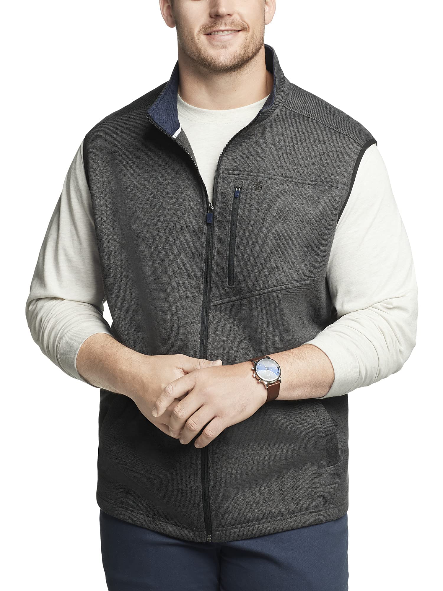 IZOD Men's Big and Tall Advantage Performance Full Zip Sweater Fleece Vest