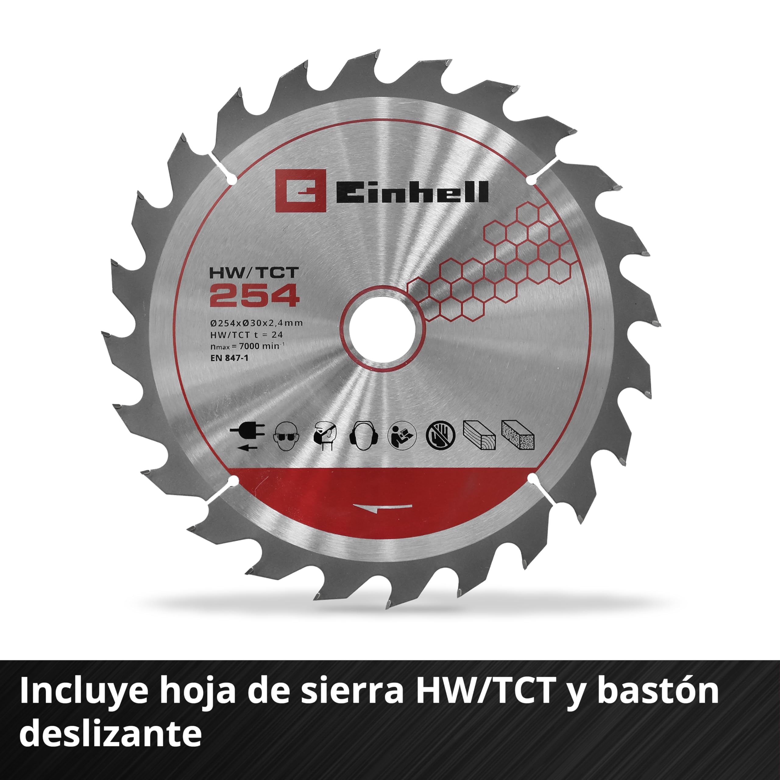 Einhell Sierra circular de mesa a batería TE-TS 36/10 T Li-Solo | PXC | 36 V | altura corte 89 mm | Ø 254 mm | Inclinación de la hoja sierra 45° | Tope angular | Tope paralelo | Sin batería