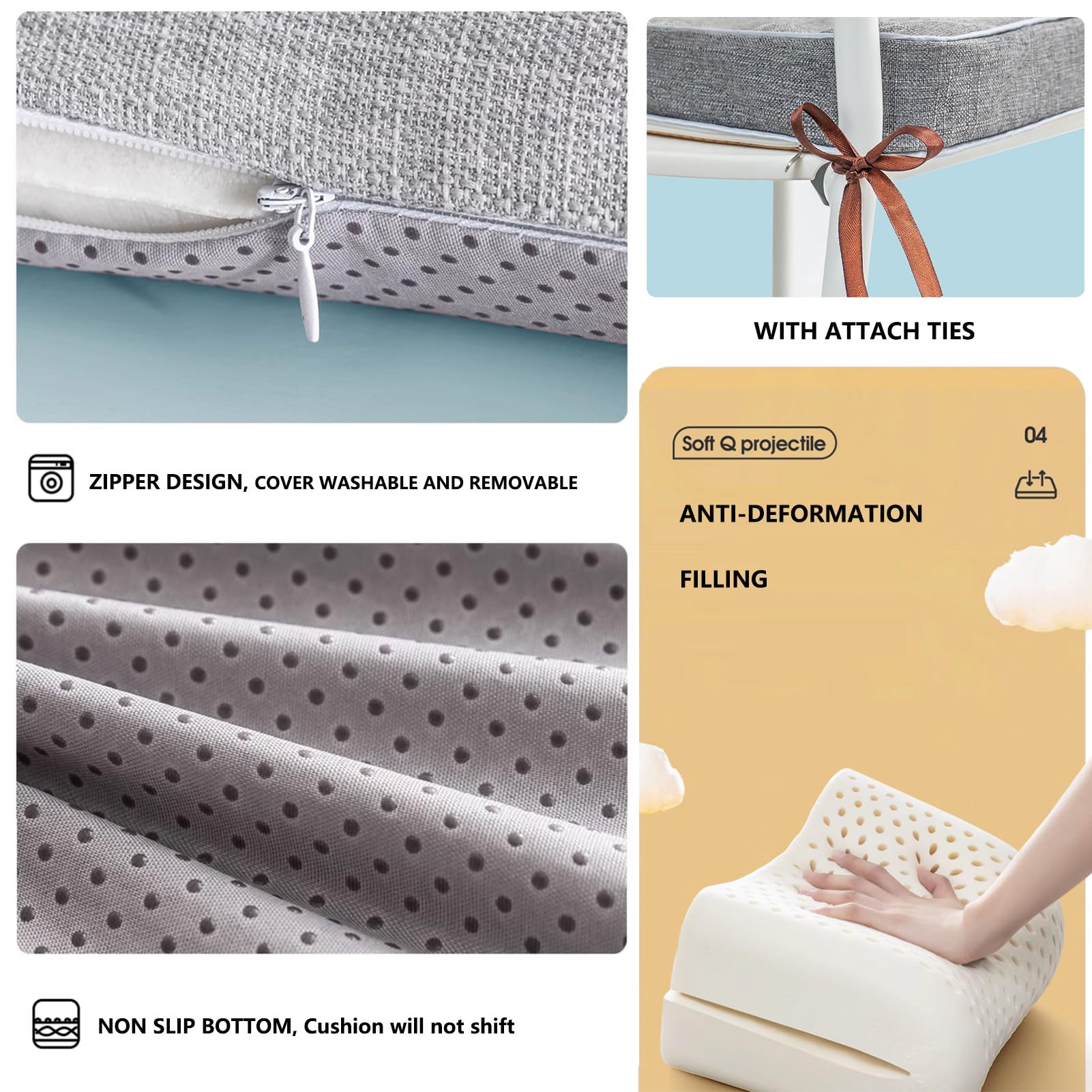 Cojín de gel para el dolor de cadera, antideformación, de látex, acolchado para silla de ordenador, asiento de coche, silla de ruedas, tatami, todas las estaciones, cojín de silla 100% látex