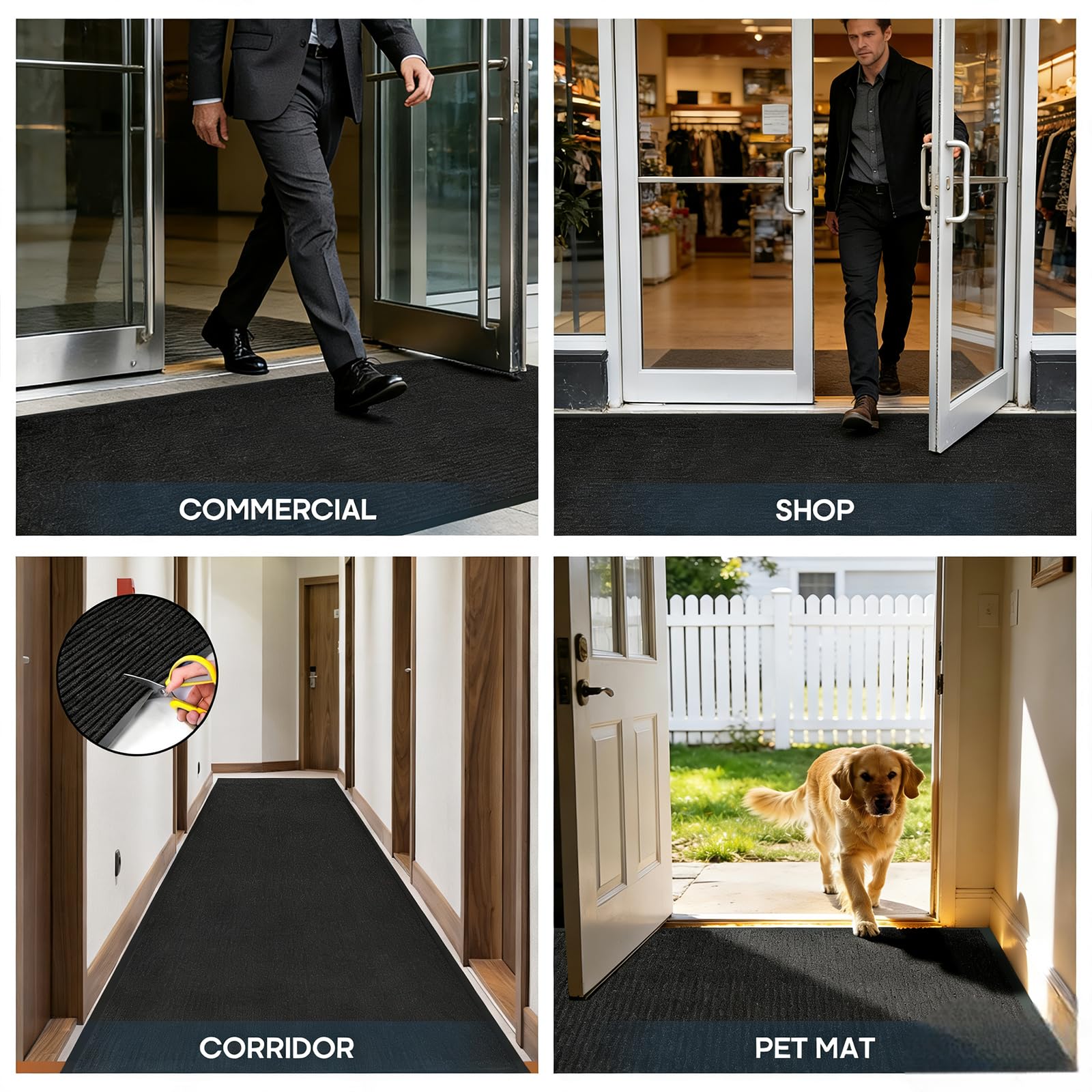 4'x6' Commercial Floor Mat for Entryway,Large Front Doormat for Home Entrance&Business High-Traffic Areas,Heavy Duty Non-Slip Rug,Rubber Backing,Low Profile,Black — Amazon image 5