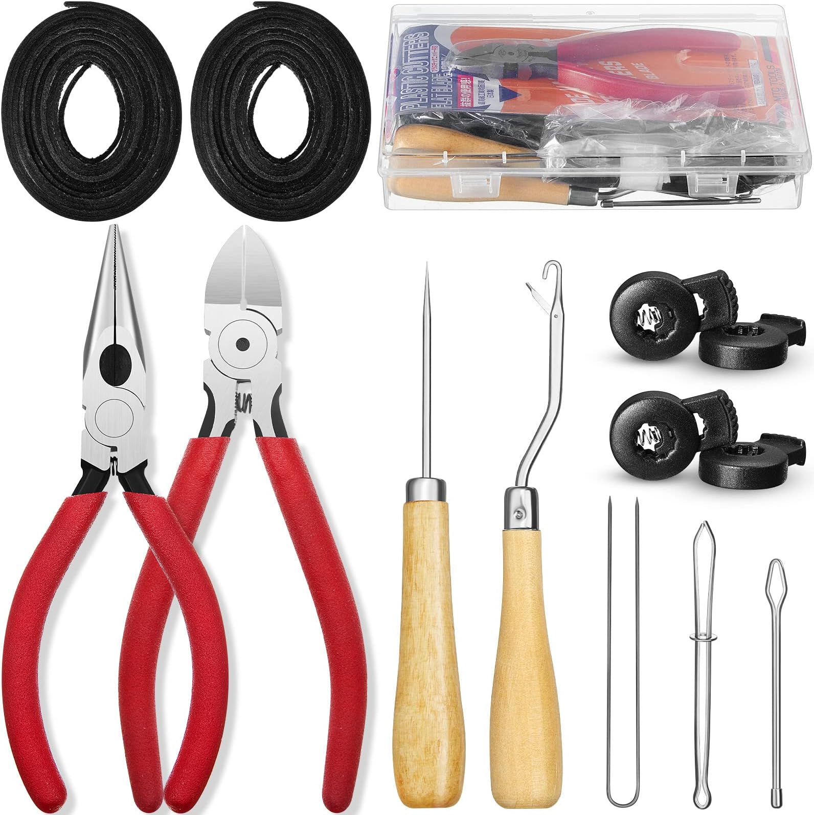 Glove Relacing Kit for Baseball or Softball Mitts Baseball Care Kit Include 2 Strips 78.74 inch Lace Drawstring Threader 4 Glove Locks 5 Lacing Tools with Box