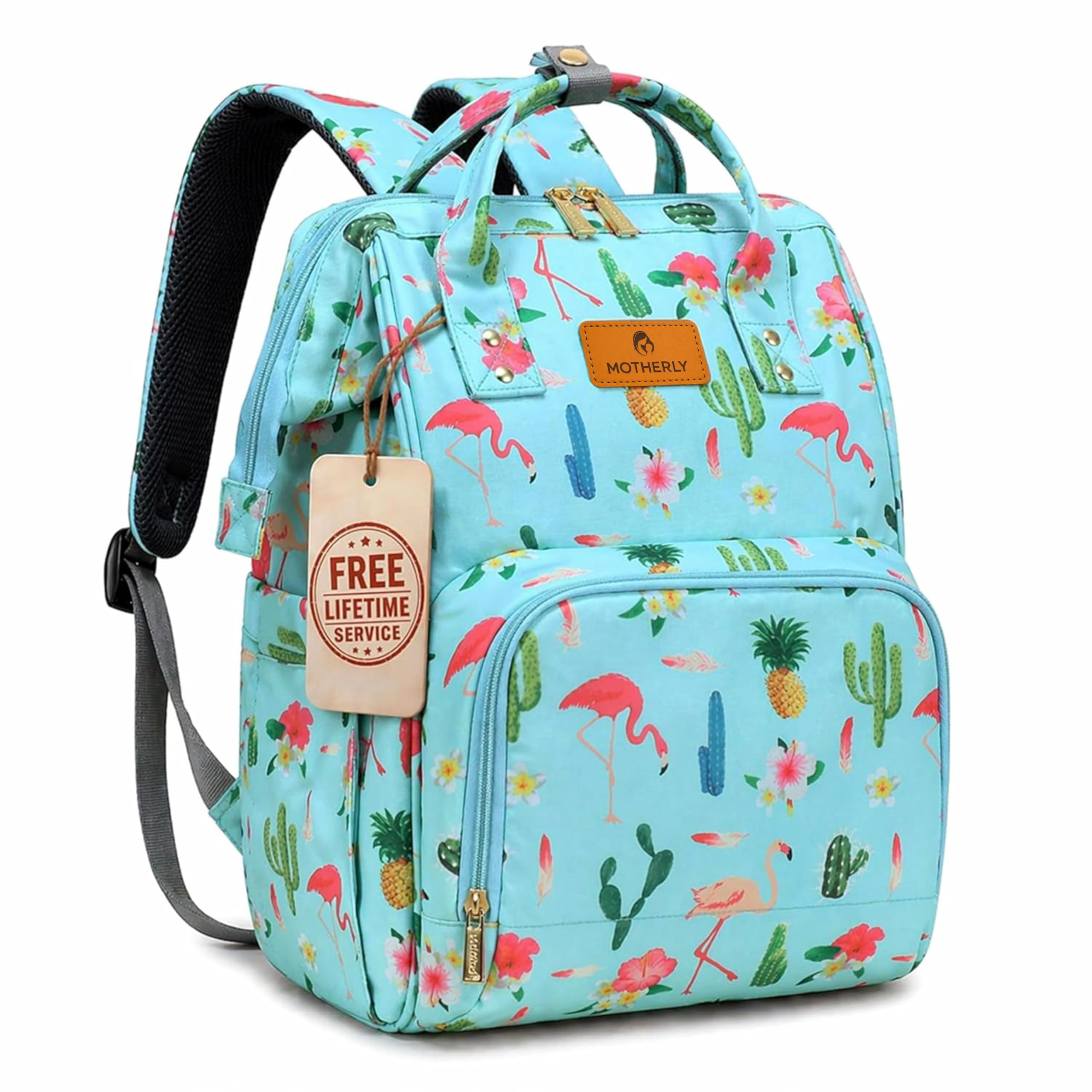 Motherly Elegant 24L Diaper Bag for Mothers for Travel, Maternity Bag for Newborn Baby, Mothers Travelling Bag, Multipocket Water Resistant Baby Bag, Hospital Bag for Moms (Cactus Light Green)