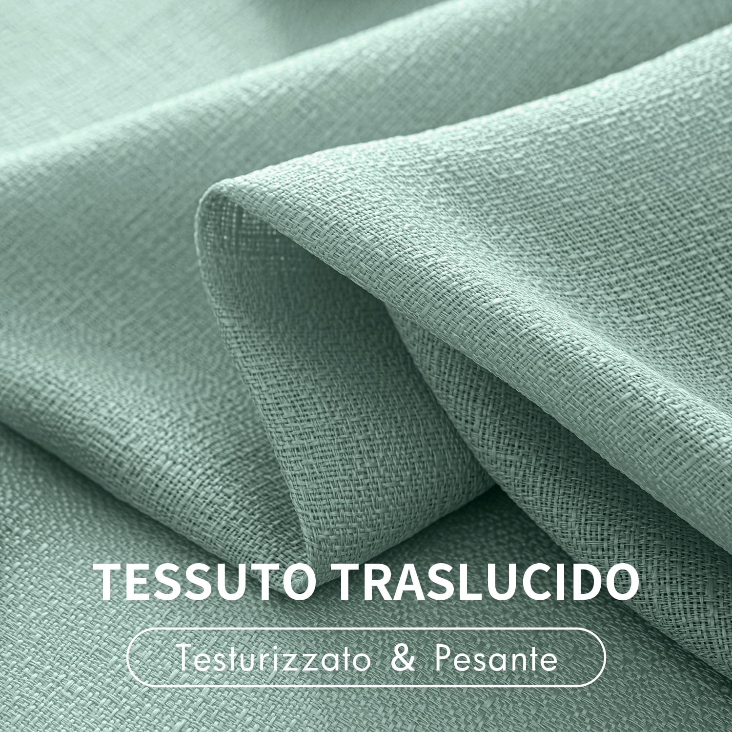 MIULEE 2 Pezzi Tende Trasparenti Voile Natale in Poliestere Lino 140x215 cm Celeste Verde