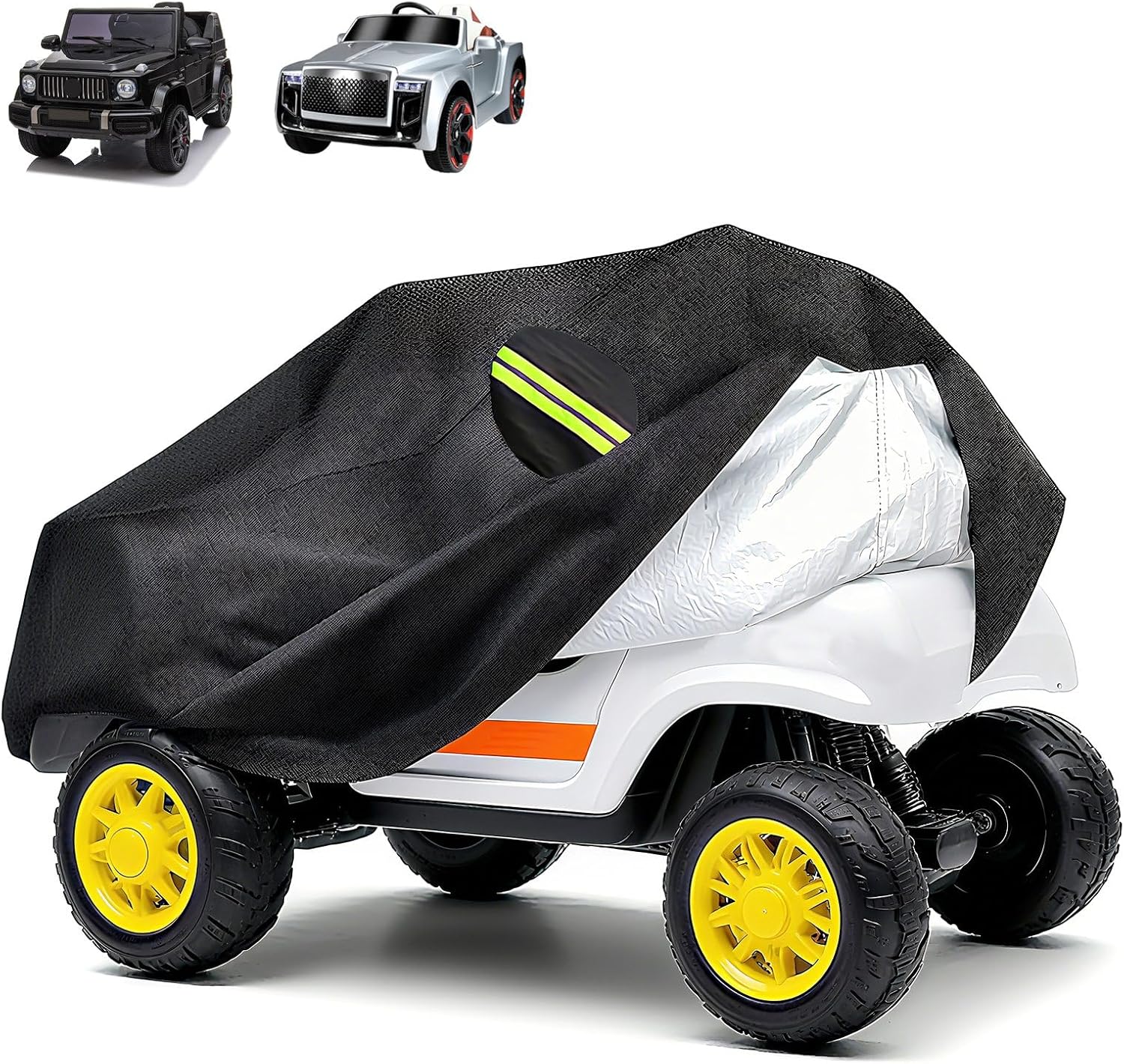 XIMINZ- Power Wheels Cover - 210D Oxford Fabric Waterproof Kids Electric Toy Car Cover with Reflective Strips Mirror Covers, for 12V-24V Ride on Toy Cars (L 54"x35"x21")