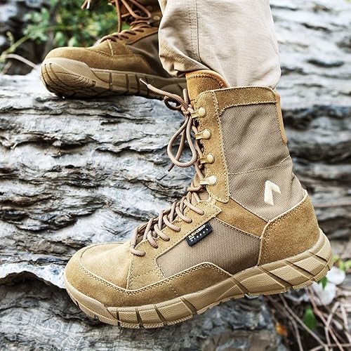 Miniatura 6 de PAVEHAWK Botas tácticas de 8 pulgadas para hombre, botas militares de coyote ligeras para senderismo, trabajo, combate