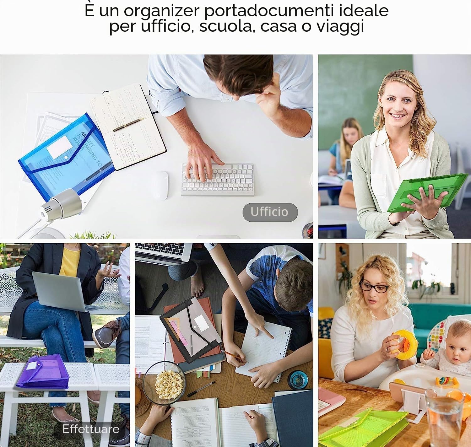 9 cartelle portadocumenti impermeabili, formato A4, in plastica, formato A4, per viaggi, ufficio, documenti, scuola, documenti