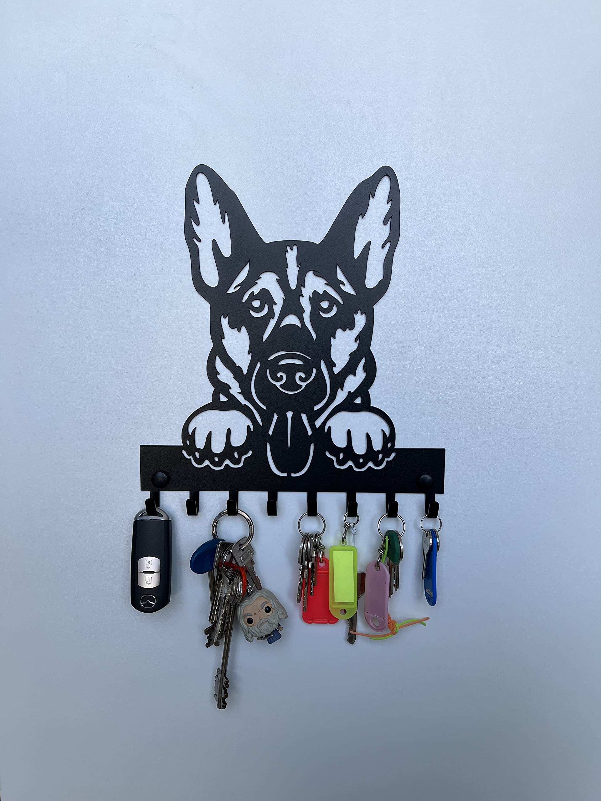 Generico Portachiavi da Muro a forma di cane, 8 ganci, gadget pastore tedesco, Appendichiavi da Parete di design, Idea Regalo, Porta guinzaglio cane da parete (Pastore Tedesco)