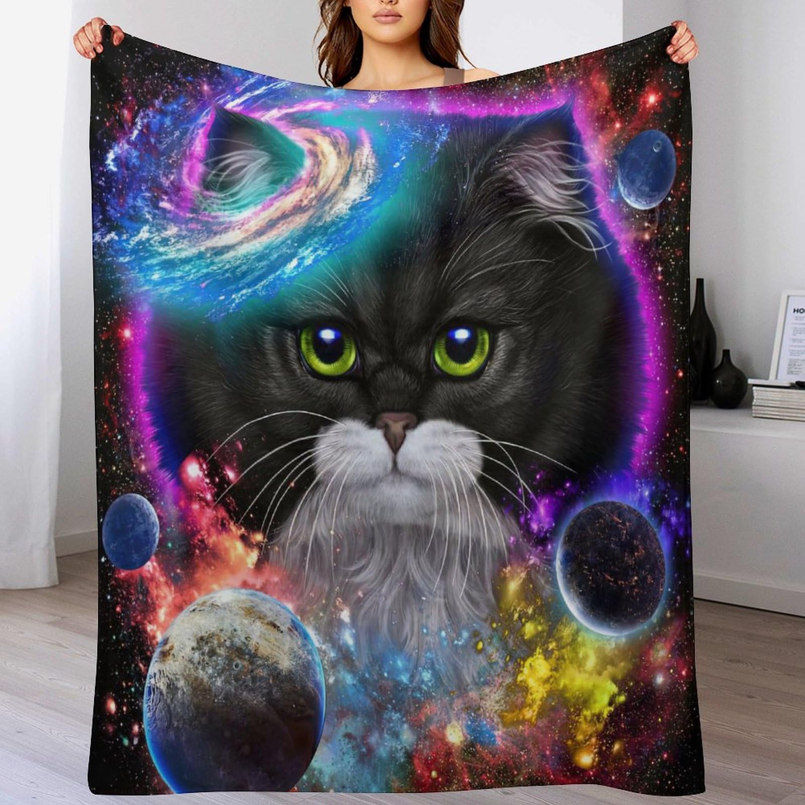 Galaxy Space Cat Blanket Warm Adult Super Soft Blanket Anti-pilling Machine Washable Throw Blanket For Adults & Kids 3D Print (130×150cm) — image 1