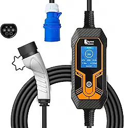 Carregador para Carro Elétrico Portátil, 3,5KW-7KW 20-32A 85-264V Type 2, Cabo de 5M,Carregador EV Tipo 2 para Carros Elétricos e Híbridos,Uso interno/externo,IEC62196-2 (7.0KW 32A)