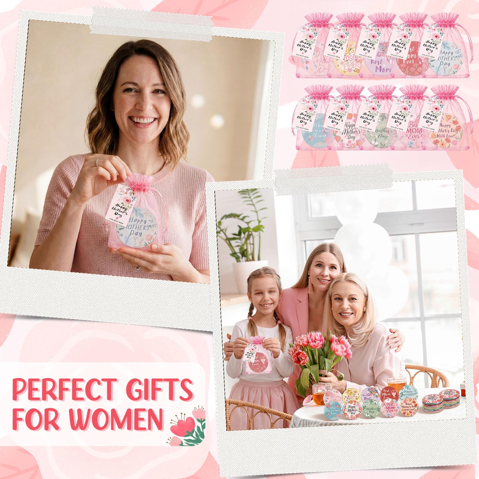 Landical 20 Sets Mother's Day Mirror Gifts Bulk Mini Compact Mirrors Small Thank You Mom Gifts 2.76 Inch Portable Round Pocket Makeup Mirror for Mothers, Women, Coworkers, Mother's Day Party Favors - 4