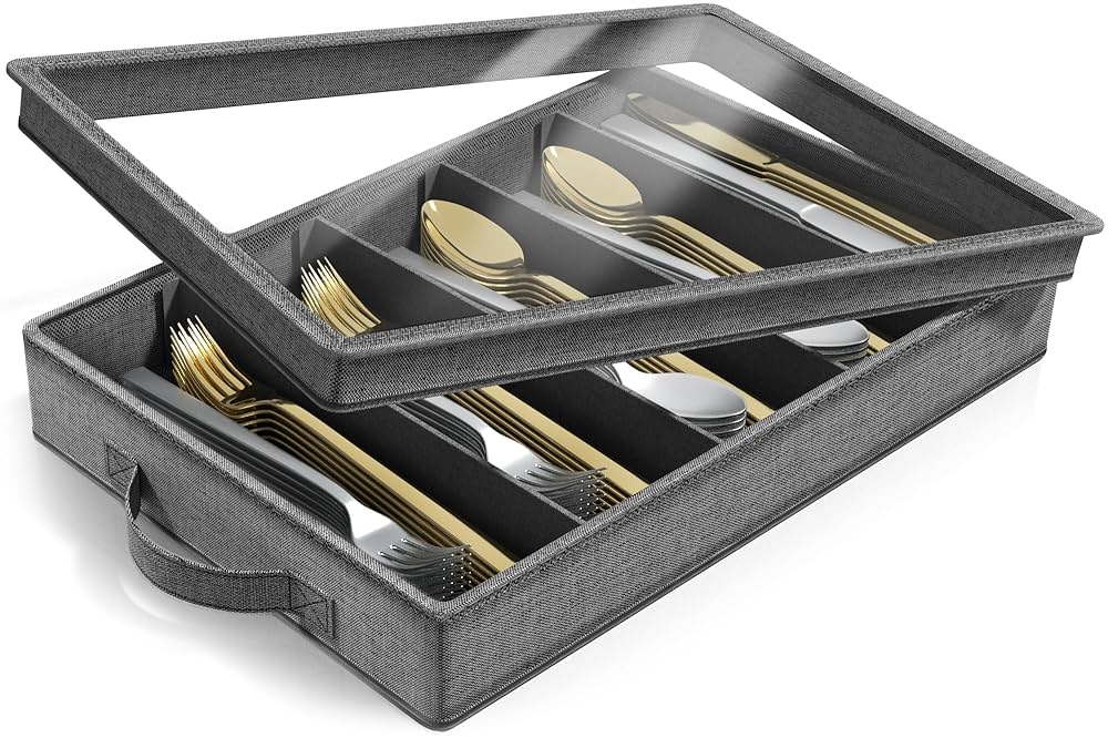 OriGlam Portable Cutlery Box, Travel Tableware Storage Case, Simple Tableware Storage Box For Cutlery Set, 24.5 X 5.9 Cm (Black