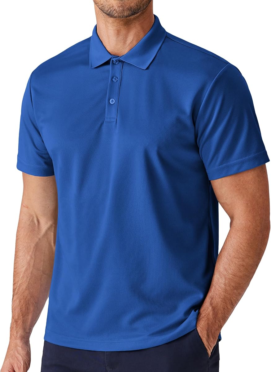 PINSPARK Polo para hombres de manga corta, ligero, de secado rápido, camiseta de golf que absorbe la humedad, entrenamiento casual