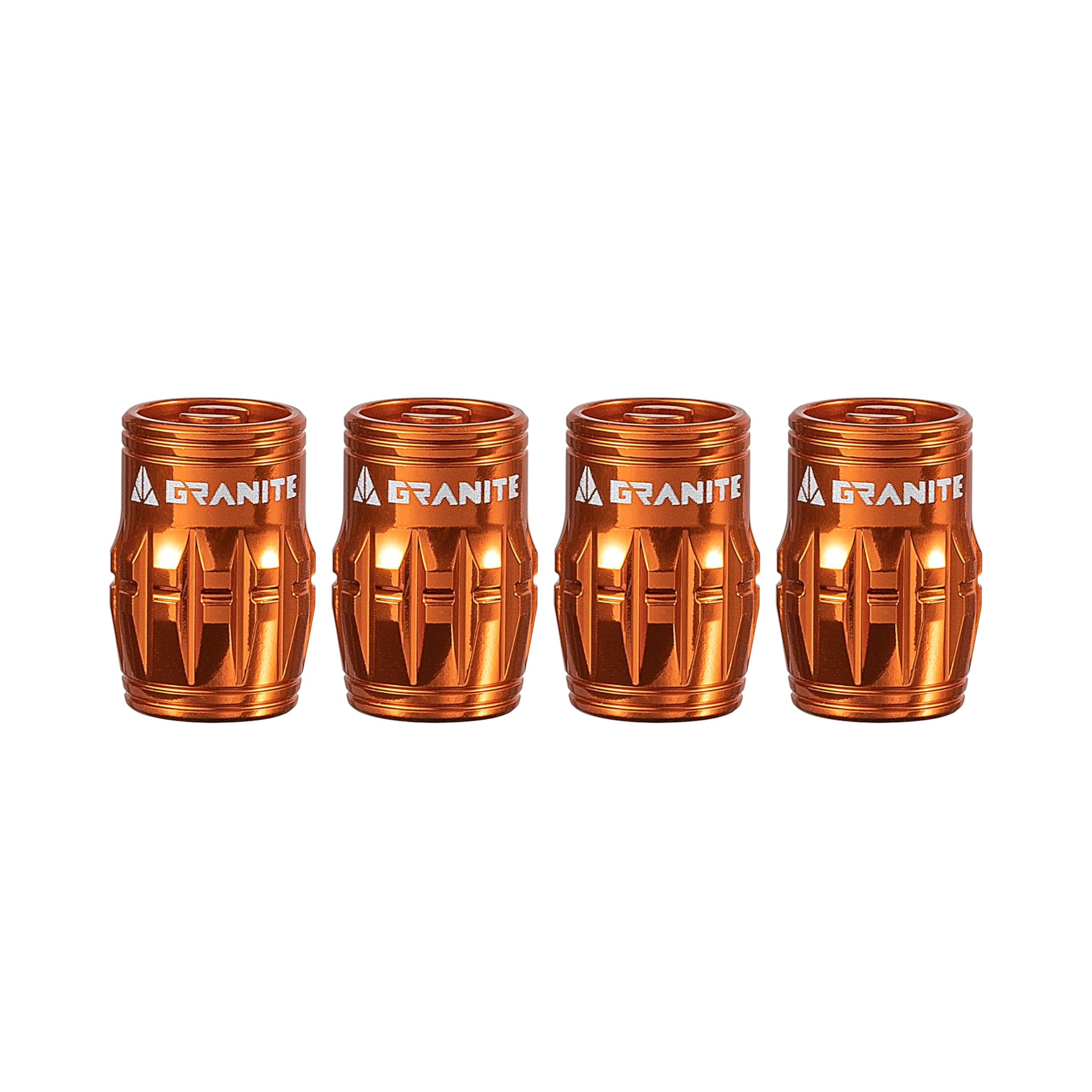 Granite Juicy Nipples Schrader Valve Core Remover Caps, 4 Pcs (Orange)