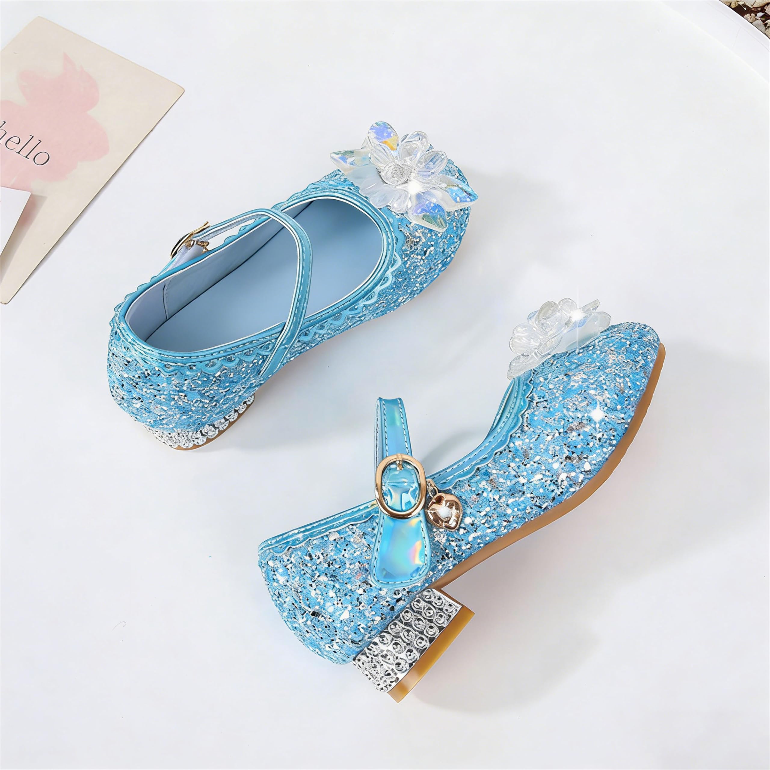 Déguisement Doux Chaussures Enfant Paillettes de Princesse Comfortable Mariage Noël Fête Anniversaire Carnaval Cérémonie Fête Cadeau Fille Ballerines Cosplay pour Enfant Costume