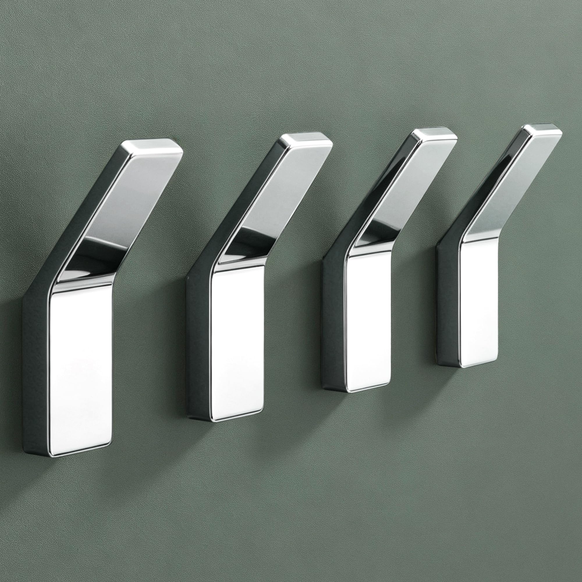 Mai & Mai Coat Hooks Wall Mounted 4 Pack for Hanging Drill Adhesive Silver