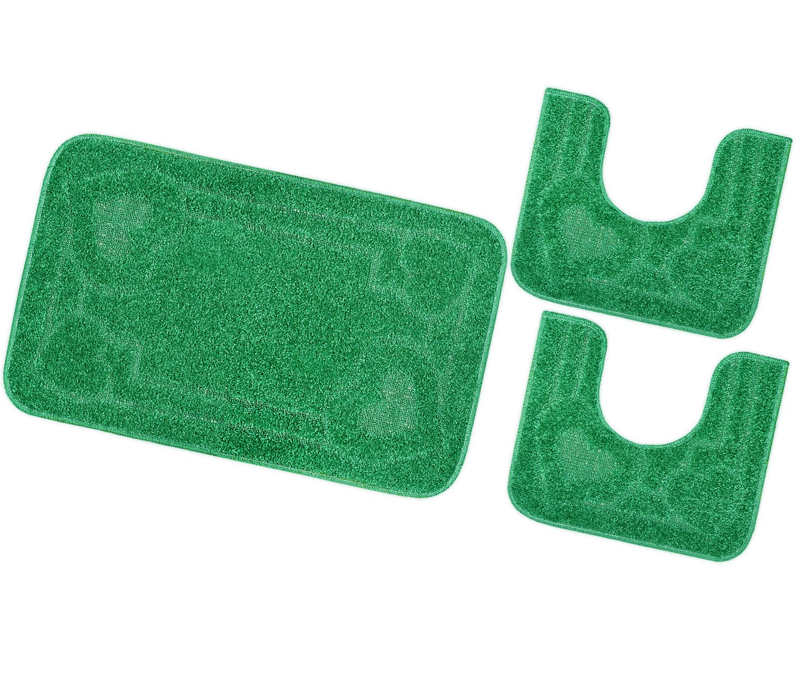 emmevi Tappeto Bagno Parure Soffice Antiscivolo Assorbente Lavabile Moderno MOD.​Moorea 8 Set 3 Pezzi Verde