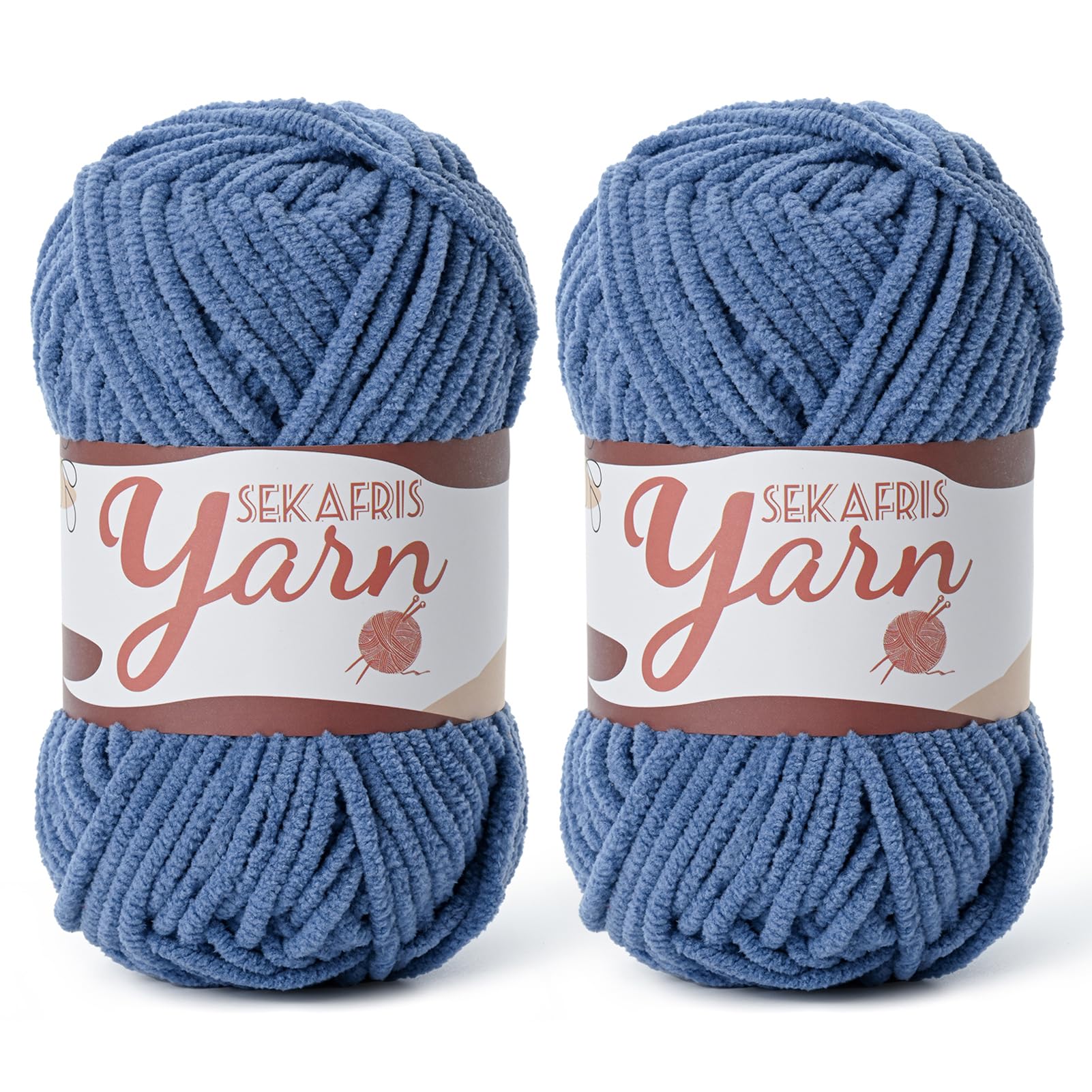 Chenille Yarn for Crocheting Crochet Navy Blue Yarn 2 Pack