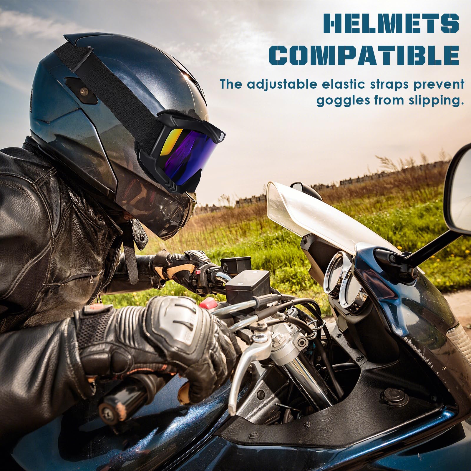 OXG Lunettes de moto OTG, anti-poussière, UV400, pour motocross, ski tout-terrain, pour adultes et jeunes
