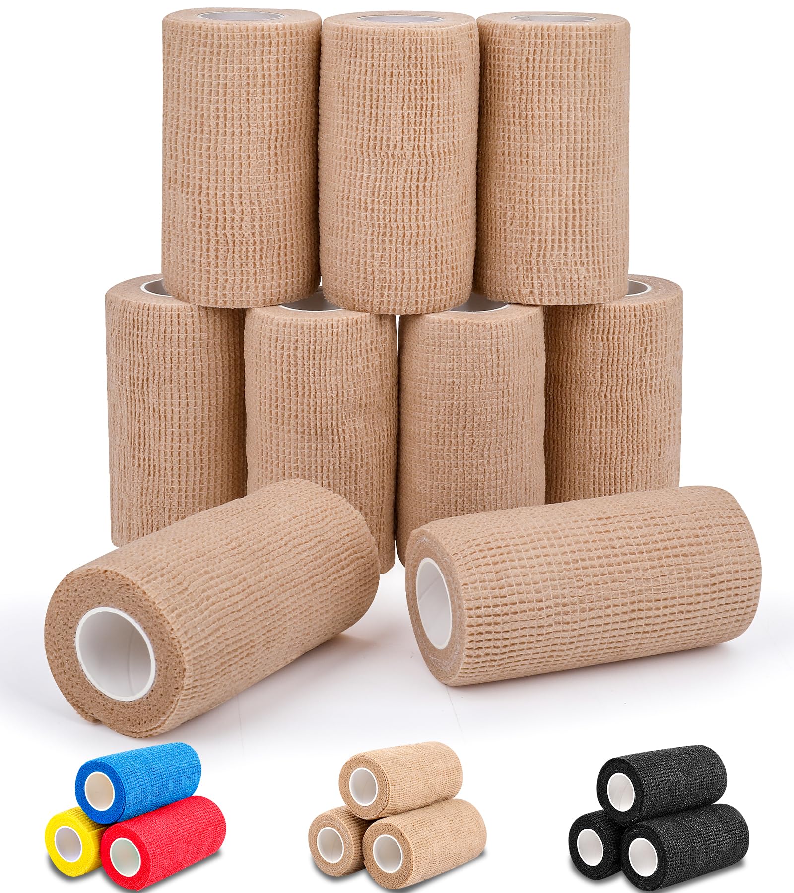 AZEN 9 Pack Self Adhesive Bandage Wrap, 4